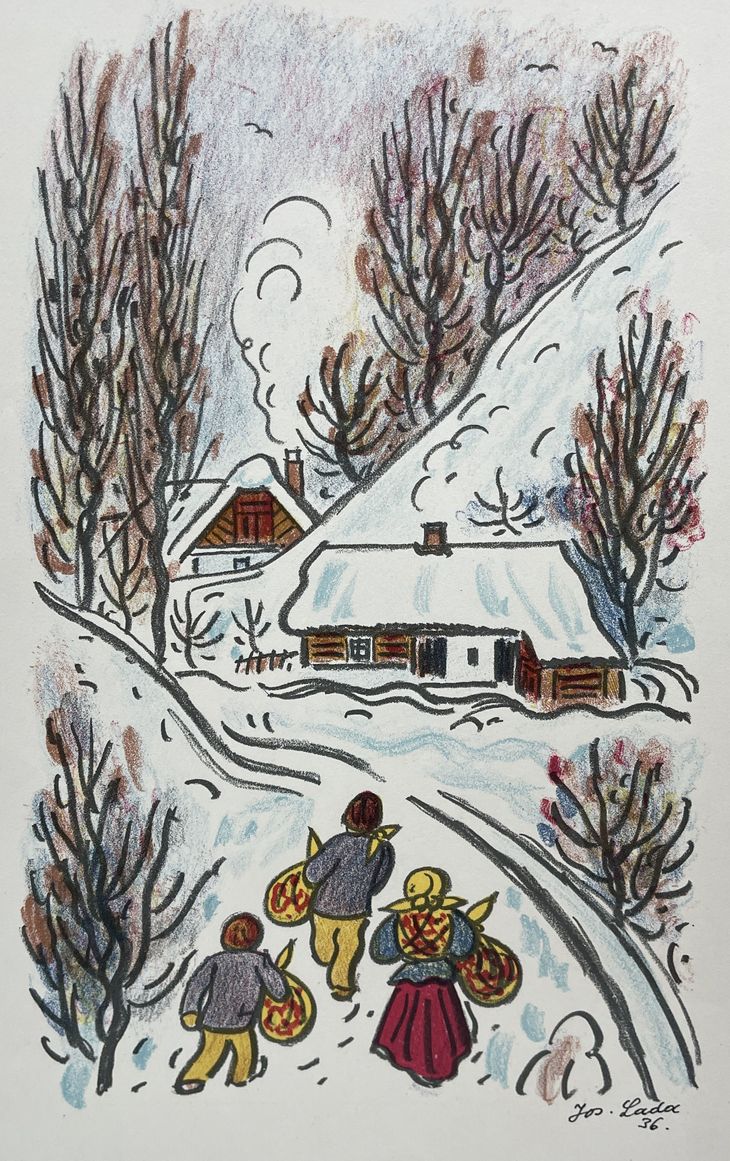 Josef Lada: Čas Vánoc — signatura